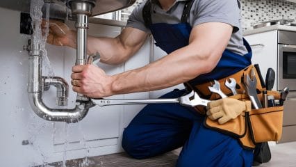 Technician using electronic equipment to detect a plumbing leak in Springfield